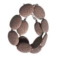 Necklace - Silver Tone Clasp Oval Shape Lava Stone - ML3571