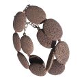 Necklace - Silver Tone Clasp Oval Shape Lava Stone - ML3571