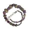 Necklace - Vintage Silver Tone Chunky mixed style Metal Beads Lilac Colour Beads inbetween - ML3572