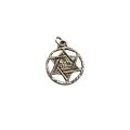 Jucaica - Silver stamped Star of David in circle Pendant - ML3600
