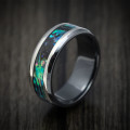 Mens Silver Ring With Abalone Shell Inlay