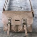Cotton Road Khaki PU Leather Sling Bag With Buckle Detailing