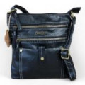 BLACK PU Leather Cotton Road Sling Bag With Metal Zips
