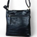 BLACK PU Leather Cotton Road Sling Bag With Metal Zips