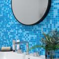 POOL MOSAIC TILES RECONSTITUTED GLASS TILE BLUE MIX