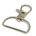 50pcs Swivel D Ring Lobster Hook with Snap Hook Clasp - 25mm Width, Silver Color