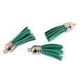 10pcs Sea-Green Tassel 35mm Key Ring Accessory with Silver Cap