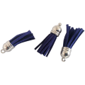 10pcs Midnight-Blue Tassel 35mm Key Ring Accessory with Silver Cap