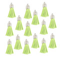 10pcs Tassel 35mm, key ring accessory for tags - Tassel Lime with Silver cap