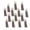 10pcs Tassel 35mm, key ring accessory for tags - Tassels, Dark brown with Silver cap