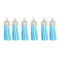 10pcs Sky-Blue Tassel - 35mm with Silver Cap for Key Rings and Tags