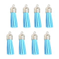 10pcs Sky-Blue Tassel - 35mm with Silver Cap for Key Rings and Tags