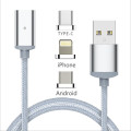 3 in 1 Magnetic Micro USB  Adapter For Lightning Sync Data Cable Fast Charging For iphone Android Ty