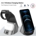 15W Multifunctional 3 in 1 Dual Coil Wireless Fast Charging Station - AB-SJ08