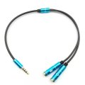 Y Splitter Extension Cable -Male Jack &amp; 2 Female Jack - Microphone - Headset