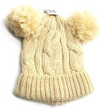 Winter Warm Knitted Twin Pom Pom Beanie - Butter