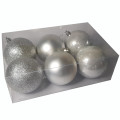 Big Christmas Tree Baubles - Christmas Balls 6 Pack - Silver Tones