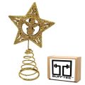 Bufftee Christmas Tree Top Big Star With Angel 9cm - Xmas Star - Gold