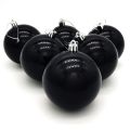Bufftee Big Christmas Tree Baubles - Reflective Balls 6 Pack - Shiny Black