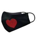 Bufftee Glitter Heart Re-Useable 3 Ply Face Mask - Valentines day Mask