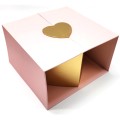 PurpleX Valentine's Day 21cm Square Pink Gift Box With Gold Heart and Teddy Bear