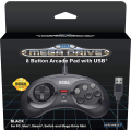 Retro-Bit SEGA Mega Drive 8 Button USB Arcade Pad - Black (PC / PS3 / NS / Switch)(New) - Retro-Bit