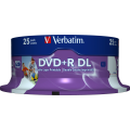 Verbatim Double Layer Printable 8.5GB Blank 8x DVD+R DL - 25 Pack Spindle (New) - Verbatim 350G