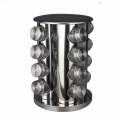 16 Pcs Kitchen Rotating Spice Rack Carousel Jar Organizer - Silver