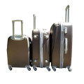 3 Piece Hard Outer Shell Protected Lightweight Luggage Set - Brown