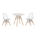 3 Piece Wooden Table and Clear Wooden Leg Chairs