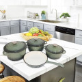 7 Piece Authentic Cast Iron Dutch Oven Cookware Pot Set - Forest Green