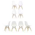 8 Pieces Elegant White Chairs with Wooden Legs