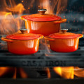 Authentic Orange 7 Pcs Cast Iron Dutch Oven Cookware Pot Set