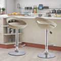 Rattan Seat Bar Stools / Breakfast Kitchen Counter Chairs -2 Pack -Beige