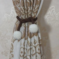 Magnetic Curtain Rope Tieback with Pearl End - Brown - Qty 2