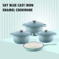 Sastro - New Design Dutch Pot Cookware Sets Cast Iron - 7 Piece - Sky Blue