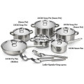 Sastro - Set Of 15 Pieces Heavy Bottom Stainless Steel Cookware