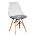 Transparent Padded Wooden Leg Chair