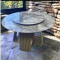 SMTE- Luxury Round Marble Dining Asian Table - Grey  - A-Dt-F21
