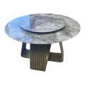 SMTE- Luxury Round Marble Dining Asian Table - Grey  - A-Dt-F21