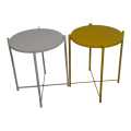 SMTE- Round Occasional Coffee Table Set of 2-White &Yellow