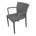 Smte - High Back Plastic Chair with armrests-Grey