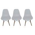Smte-plastic chair with wooden Leg set of3 with SMTE Keychain White