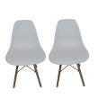 Smte-plastic chair with wooden Leg set of 2+ SMTE Keychain White
