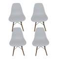 Smte-plastic chair with wooden Leg set of 4+ SMTE Keychain White