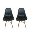 Smte-plastic chair with wooden Leg set of 2+ SMTE Keychain  Black