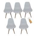 Smte-plastic chair with wooden Leg set of 5+ SMTE Keychain White