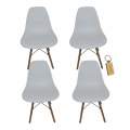 Smte-plastic chair with wooden Leg set of 4+ SMTE Keychain White