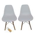 Smte-plastic chair with wooden Leg set of 2+ SMTE Keychain White