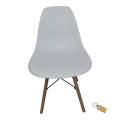 Smte-plastic chair with wooden Leg set of 1 + SMTE Keychain White